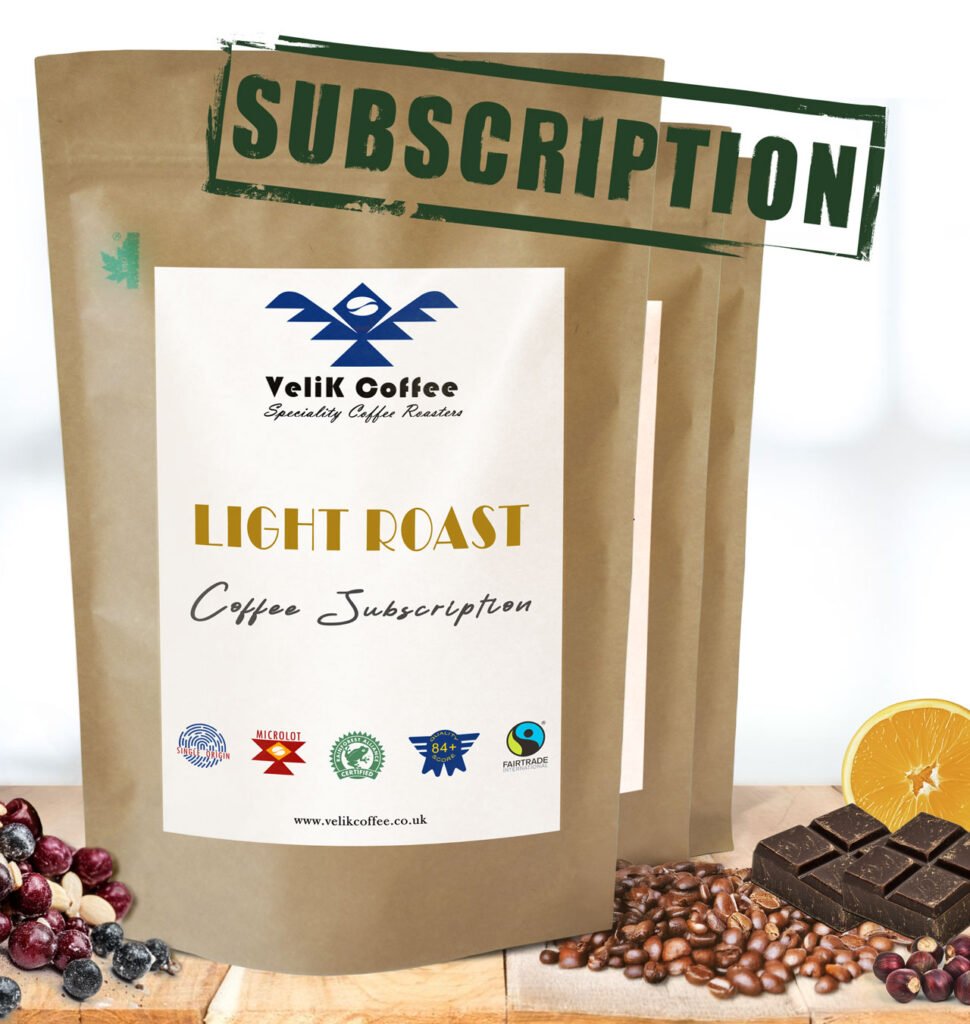 Light roast coffee subscription single origin Arabica beans